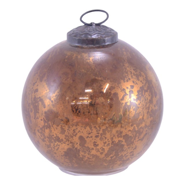 Copper Amber 4" Blown Glass Ornament For Sale