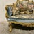 2020s French Style Sofa Tufted Settee Bench with Blue Velvet & Patterned Fabric For Sale - Image 5 of 9