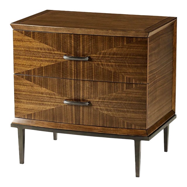 Mid Century Style Walnut Nightstand For Sale