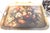 Gold Antique Hand-Painted French Floral Large Tole Tray For Sale - Image 8 of 12