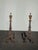Pair Antique Hand Forged Wrought Iron Andirons W Brass Finials For Sale In Los Angeles - Image 6 of 12