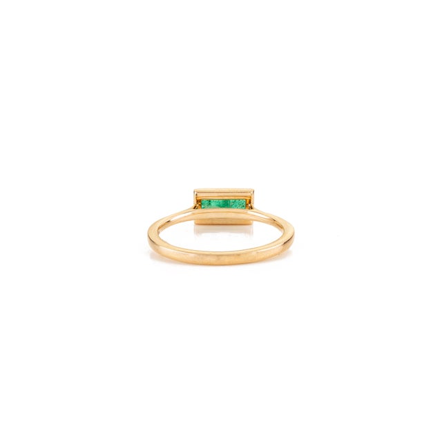 Green Early 21st Century 8x4 Mm Deep Green Emerald Ring in 14k Gold Size 7 For Sale - Image 8 of 15