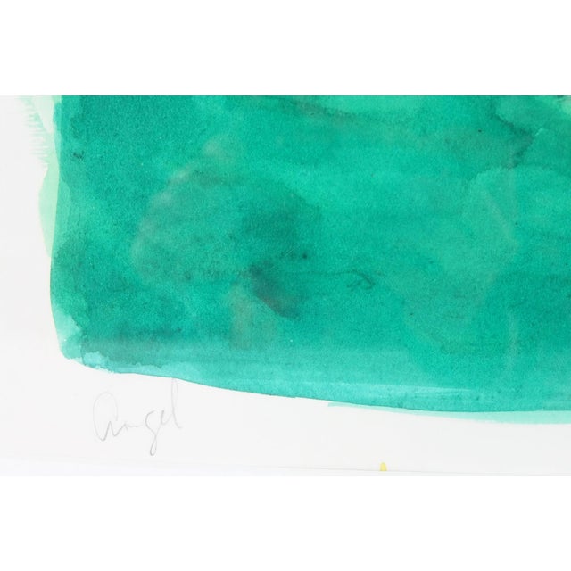 Late 20th Century Late 20th Century The Sitting Angel Large Original Watercolor on Paper Signed For Sale - Image 5 of 6