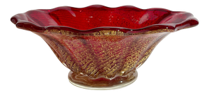 Cordonato Doro Red Gold Murano Glass Bowl from Barovier & Toso, Italy, 1960s