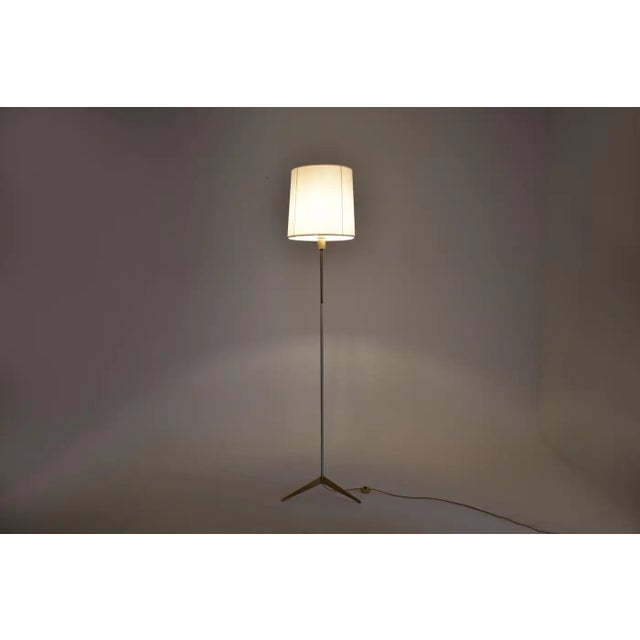 Italian Brass and White Metal Tripod Floor Lamp in the Style of Stilnovo, 1950s For Sale - Image 9 of 9