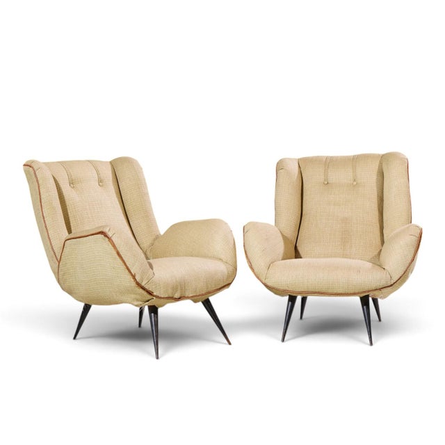 Carlo Hauner Mid Century Brazilian Lounge Chairs - Pair Each chair measures: 28.75 wide x 36 deep x 33 high, with a seat...