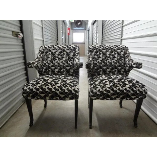 Mid-Century Modern Pair of Grosfeld House Inspired Ebonized Chairs With Hoof Feet For Sale - Image 3 of 13