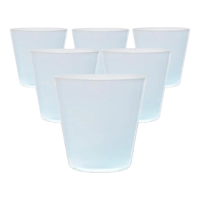 Celerie Kemble Glassware for Chairish Milky Tumblers in Opal Blue, Set of 6 For Sale