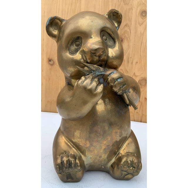 Mid-Century Modern Brass Panda Statue Figurine For Sale In Chicago - Image 6 of 8