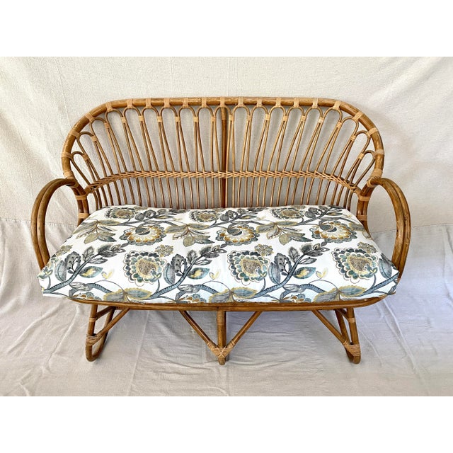 Mid-Century French Bamboo & Rattan Settee Bench For Sale - Image 9 of 9