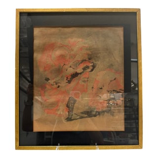 Artist Signed 1963 Woman and Child Abstract Figural Artwork Framed For Sale