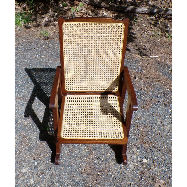 Vintage Mid Century Child Size Small Cane Rocking Chair Rocker For Sale In Boston - Image 6 of 14
