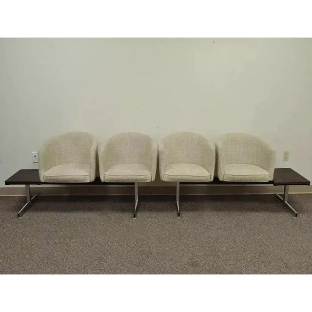 Mid Century Danish Modern Club Chair Sectional Sofa Set w/ Rosewood End Tables - 2 Pc Set. Item features original fabric,...