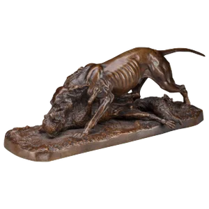 Pierre Jules Mene Bronze "Dogs Fighting for Fish" 19th Century
