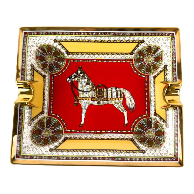 Hermès Paris Cheval D’Orient (Horse of the Orient) Porcelain Ashtray, New in Box For Sale
