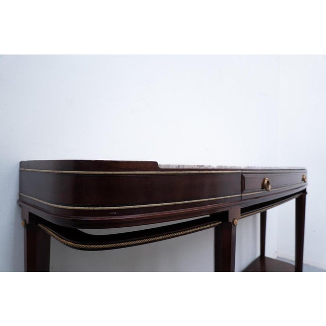 Mahogany and Marble Console Table attributed to Alban Chambon, 1900s For Sale - Image 4 of 9