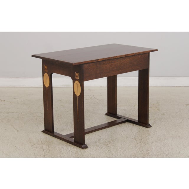Stickley Harvey Ellis Inlaid Arts & Crafts Oak Desk For Sale - Image 15 of 17