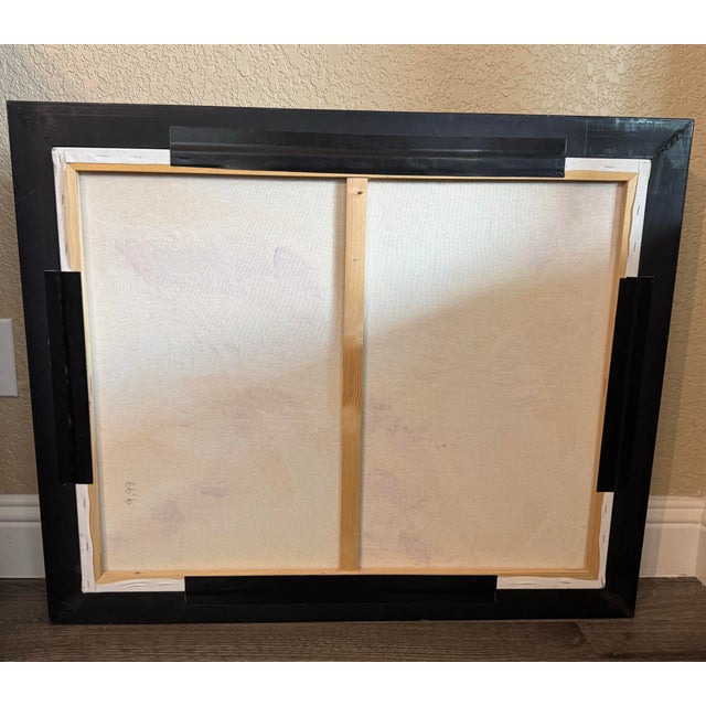 Large Vibrant Abstract Mixed Media Painting on Canvas Ornate Silver Frame Statement Art For Sale In Dallas - Image 6 of 12