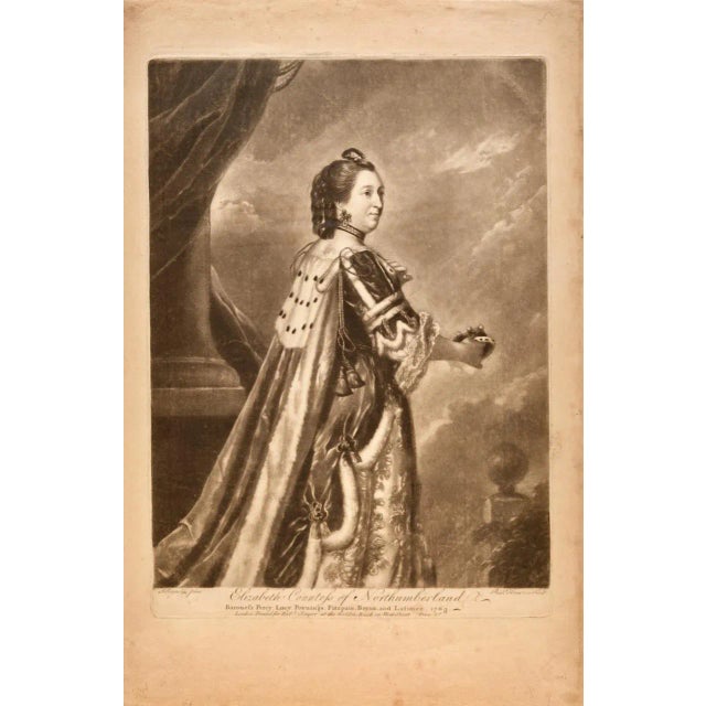 This is an 18th century mezzotint portrait of Elizabeth, Countess of Northumberland, Baroness Percy by Richard Houston...