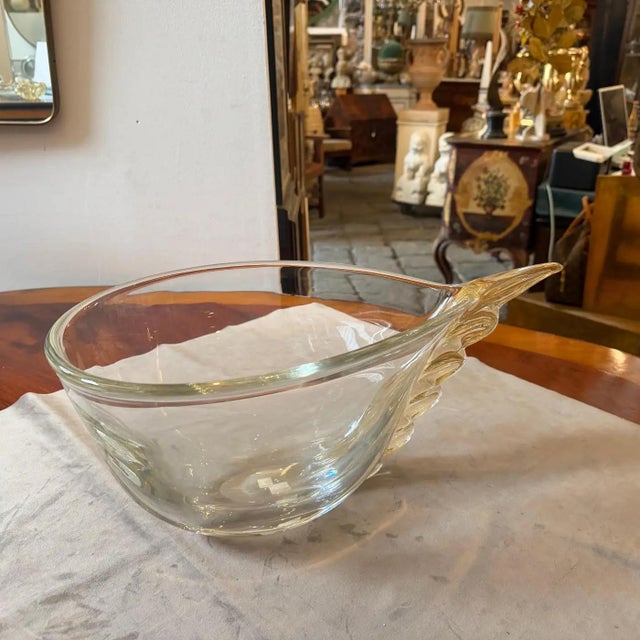 1990s Modern Christian Dior Clear and Gold Murano Glass Big Wing Centerpiece For Sale - Image 9 of 17