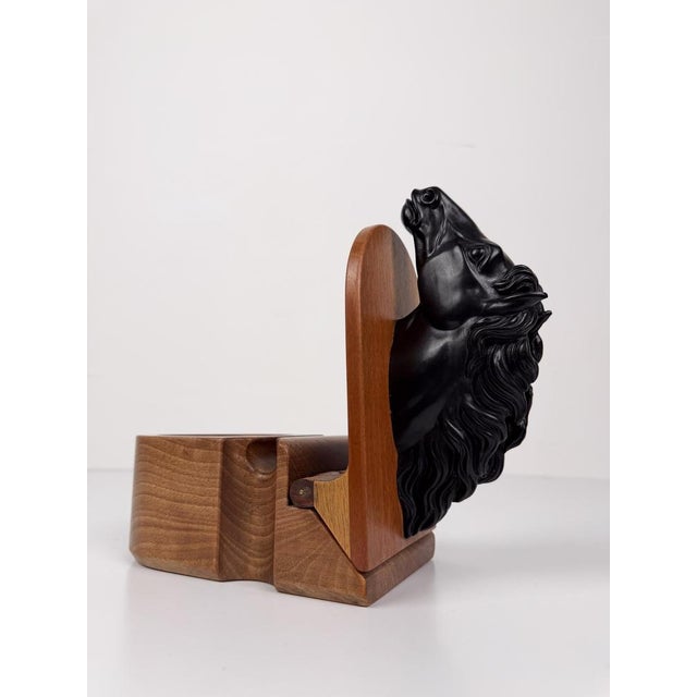 Mid-Century Modern Italian Walnut Tobacco Jar with Sculptural Horse Head, 1970s For Sale - Image 17 of 18