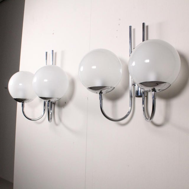 Wall Lamps with Glass Shades, 1970s, Set of 2 For Sale - Image 6 of 14