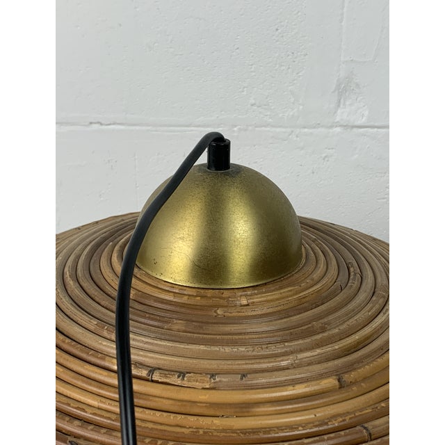 Pencil Reed, Rattan, Bamboo and Brass Pendant Hanging Lamp, Italy, 1970s For Sale - Image 13 of 14