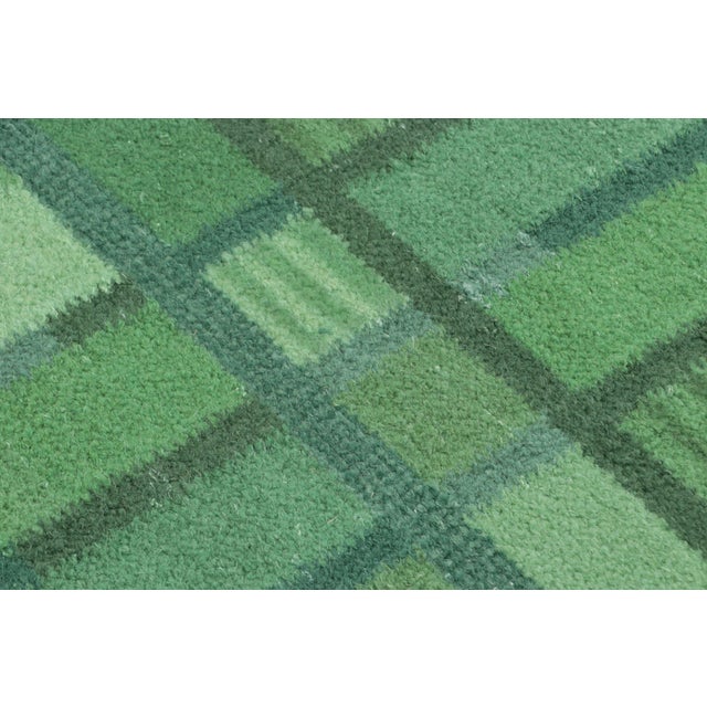 Rug & Kilim Rug & Kilim’s Scandinavian-Inspired Accent Rug With Green Geometric Patterns For Sale - Image 4 of 7
