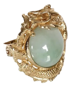 14k Gold and Jade Dragon Ring