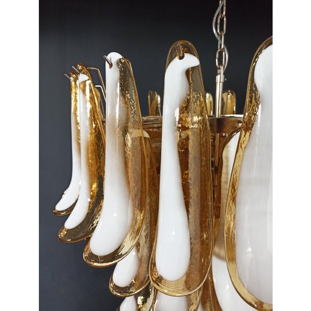 Vintage Italian Murano Chandelier with Caramel Glass Petals in the style of Mazzega, 1990 For Sale - Image 13 of 17