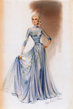 11x14 Print of Original Costume Sketch by Helen Rose for Grace Kelly "High Society" 1956