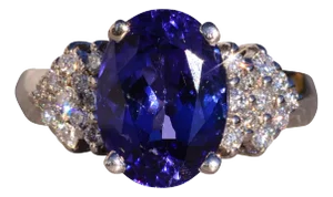 The 153rd Avenue: Oval Brilliant Cut Tanzanite and Natural Diamond Ring in White Gold
