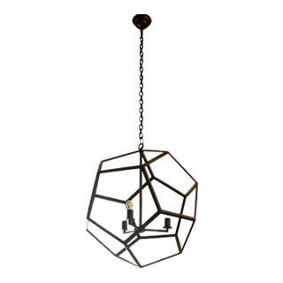 Gregorius Pineo Martineau Hanging Lantern – Hand-Forged Iron Designer Chandelier For Sale