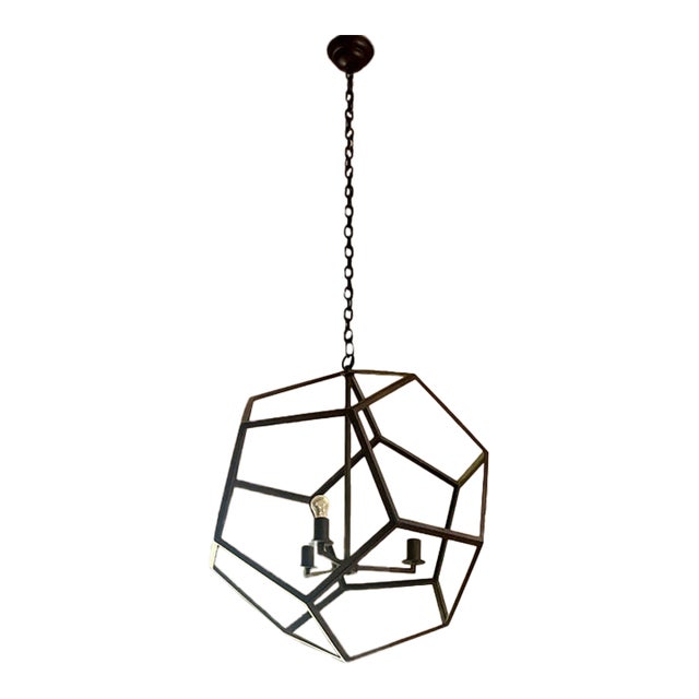 Gregorius Pineo Martineau Hanging Lantern – Hand-Forged Iron Designer Chandelier For Sale