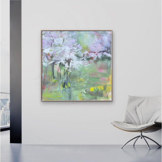 Light Pink "Motomachi Sakura" by Trixie Pitts Abstract Landscape Oil Painting For Sale - Image 8 of 12