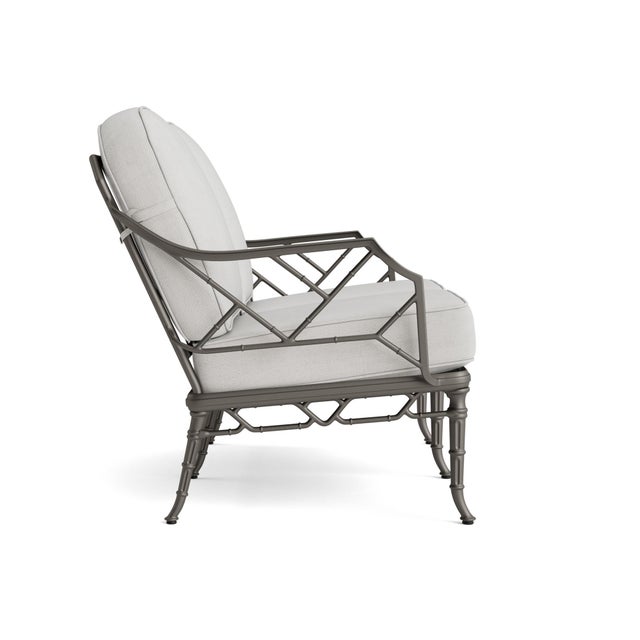 Contemporary Brown Jordan Calcutta Loveseat, Mica frame with Fusion Dove fabric For Sale - Image 3 of 11