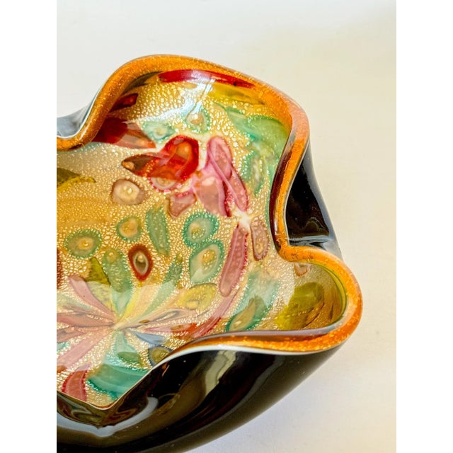 1950s Mid Century Modernist Italian Multicolor Confetti Murano Style Art Glass Freeform Decorative Bowl For Sale - Image 11 of 15