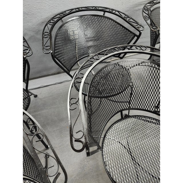 Metal Vintage Woodard Wrought Iron Outdoor Club Chairs - Set of 8 For Sale - Image 7 of 10