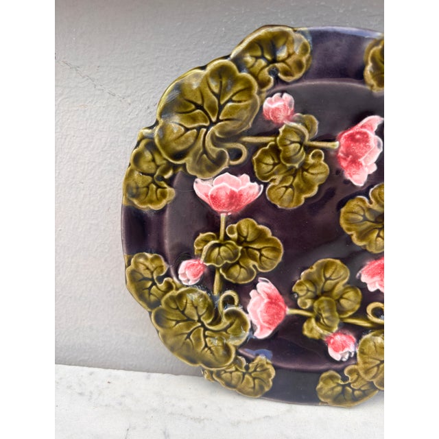Small German Majolica Flowers Plate circa 1900.