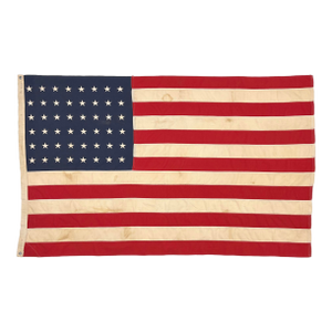 Large Vintage Cotton American Flag With 48 Embroidered Stars