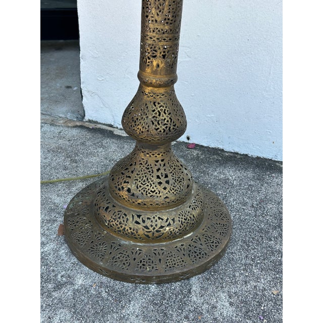 Antique Moroccan Pierced Bass Floor Lamp. For Sale - Image 10 of 10