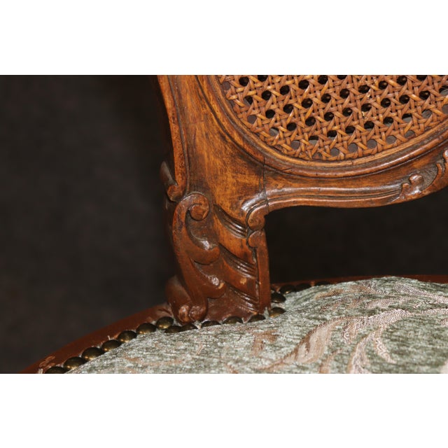 Pair Antique French Art Noveau Carved Wood Cane Back Armchairs For Sale In Philadelphia - Image 6 of 9