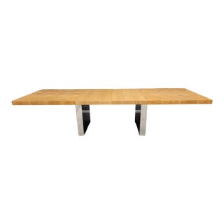 1970’s Milo Baughman for Thayer Coggin Olive Burl Wood Dining Table With 2 Leaves For Sale