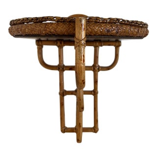Rattan and Bamboo Wall Shelf For Sale