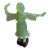 Vintage Chinese Style Carved Celadon Stone Dancer Sculpture on Wood Stand For Sale