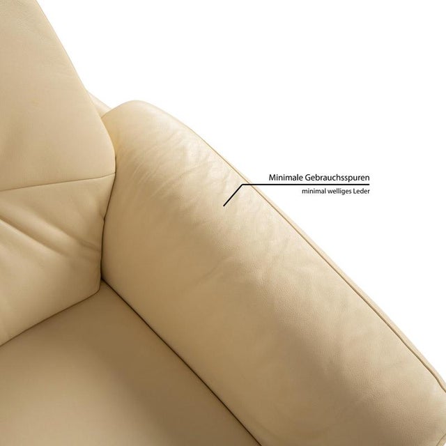 Two-Seater Cream Leather Sofa For Sale - Image 6 of 11