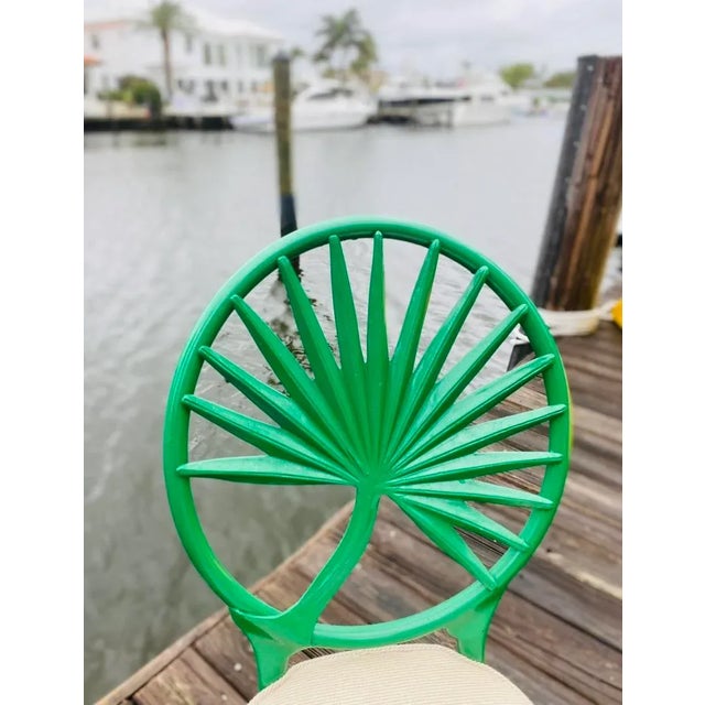 Wood Vintage Coastal Tropitone Cast Aluminum Palm Leaf Dining Chair For Sale - Image 7 of 12