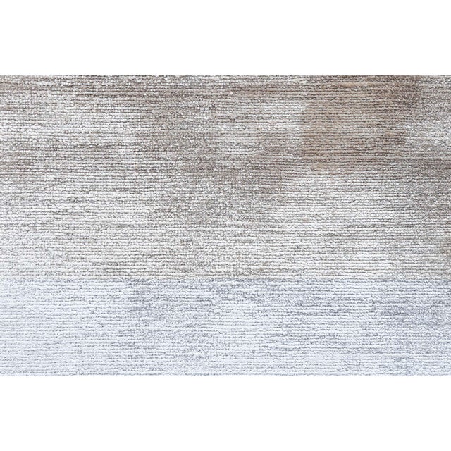 Textile Modern Stripes Light Gray Handmade Silk Rug "Silversheen" by Doris Leslie Blau For Sale - Image 7 of 8