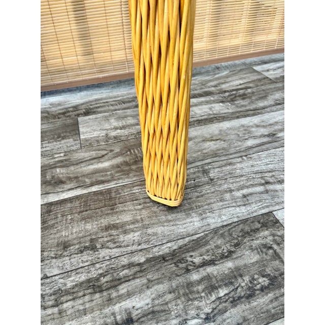 1980s Coastal Style Braided Pencil Reed Rattan Side Table For Sale - Image 12 of 13