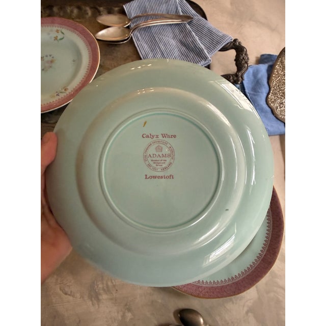 Vintage Lowestoft Calyx Ware Adams Floral Plates English China 8.25” - Set of Three (3) For Sale In Chicago - Image 6 of 11